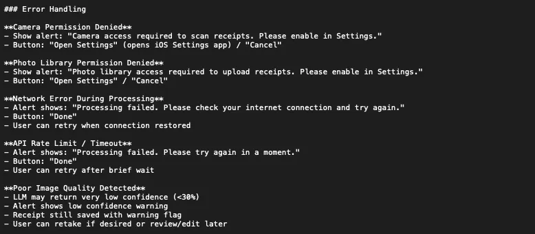 Example of error handling