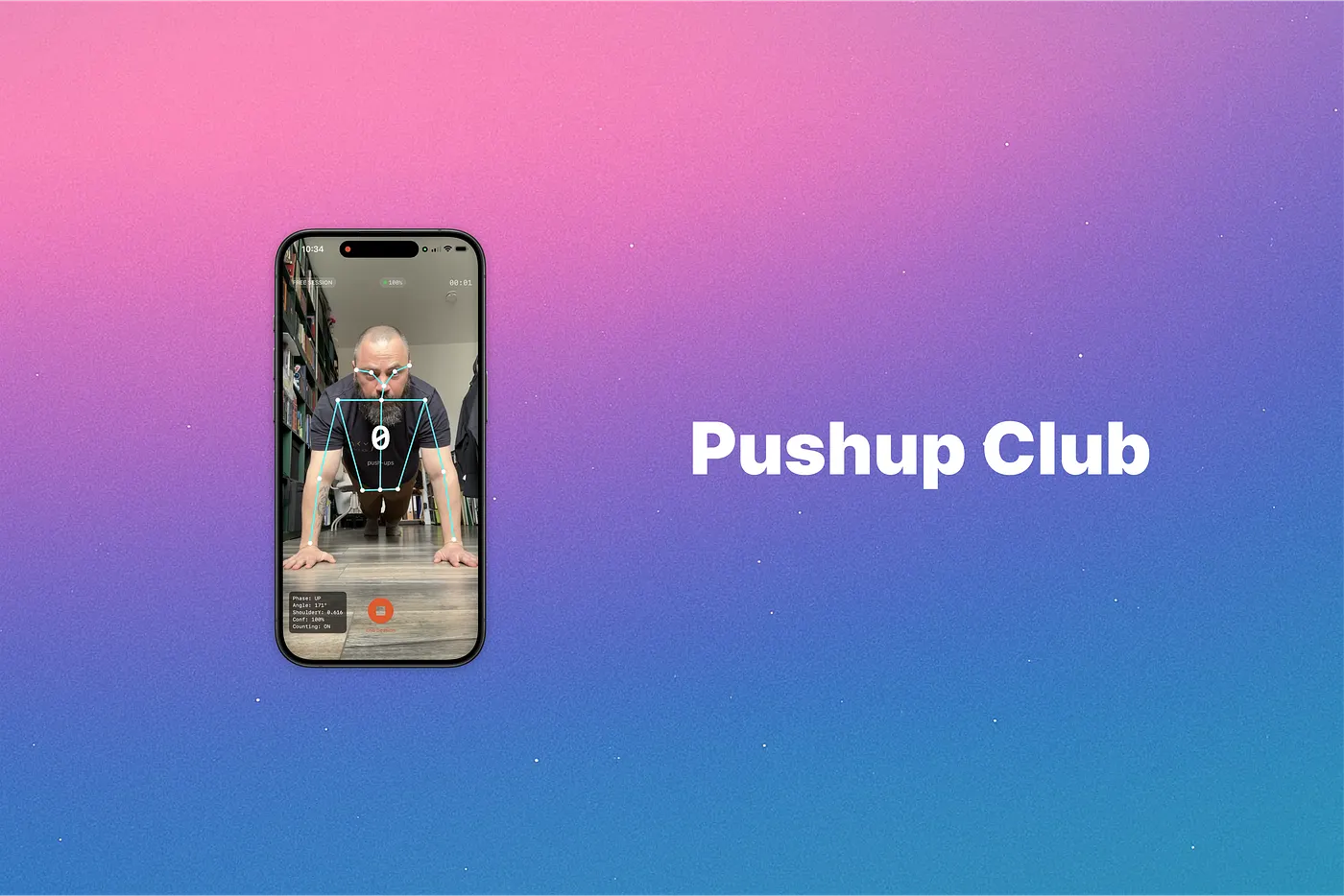 Pushup Club app counting push-ups with the phone camera