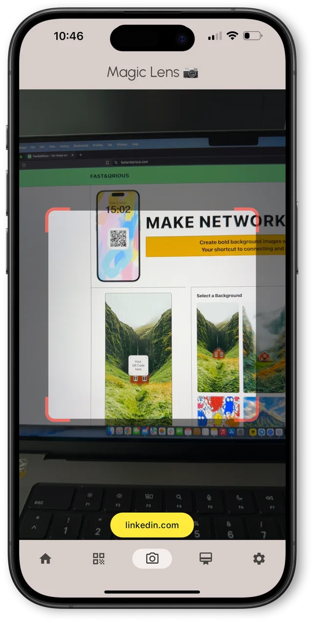 Scanning a QR code with the camera