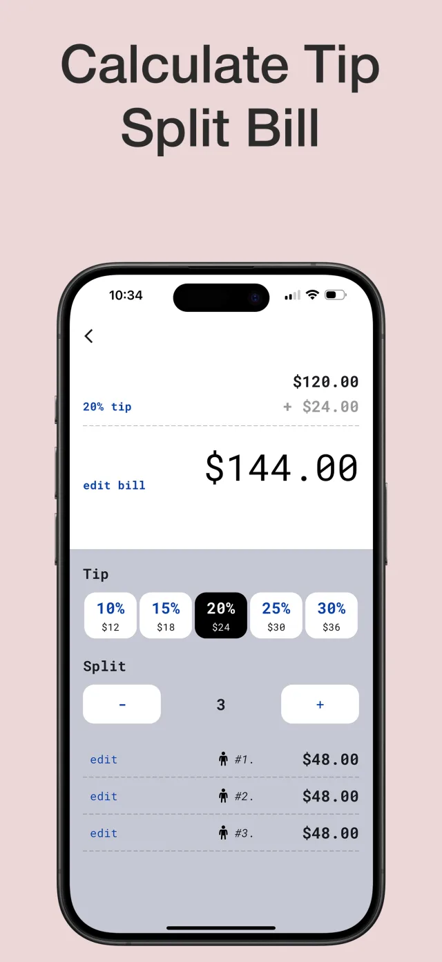 Calculating a tip and splitting the bill